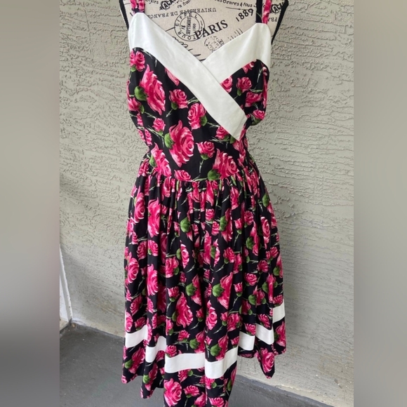 Unique Vintage Pink Rose Dress Size 2x/18 - Picture 5 of 5